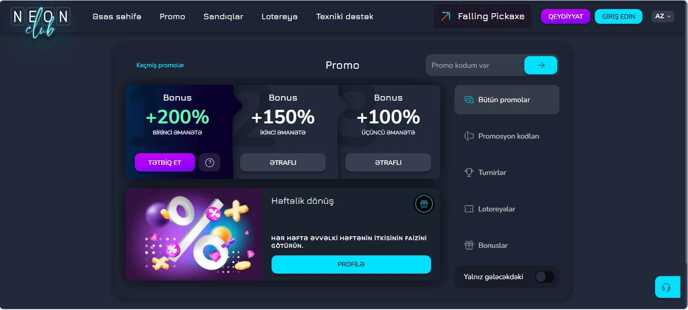 NeonClub casino screen