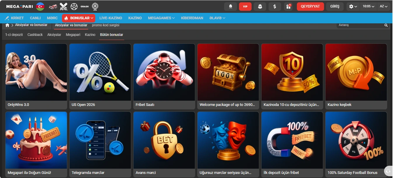 Megapari casino screen