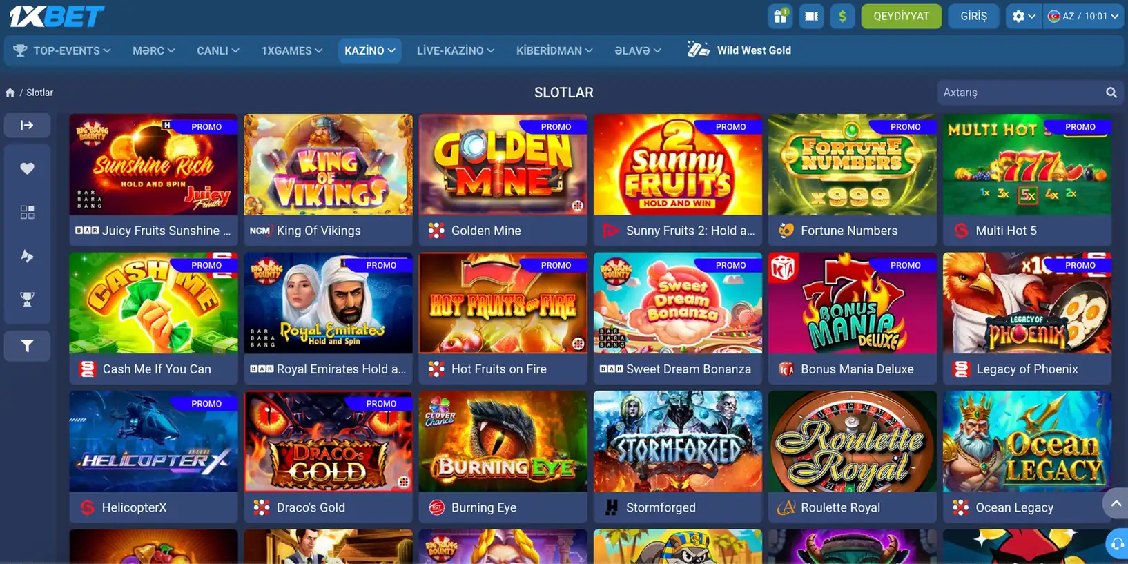 1xBet Casino Screen