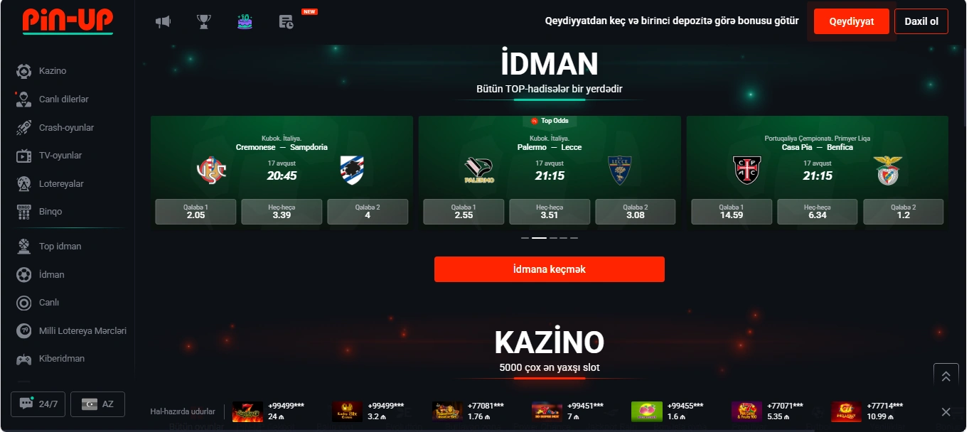 Pin-up Casino Screen