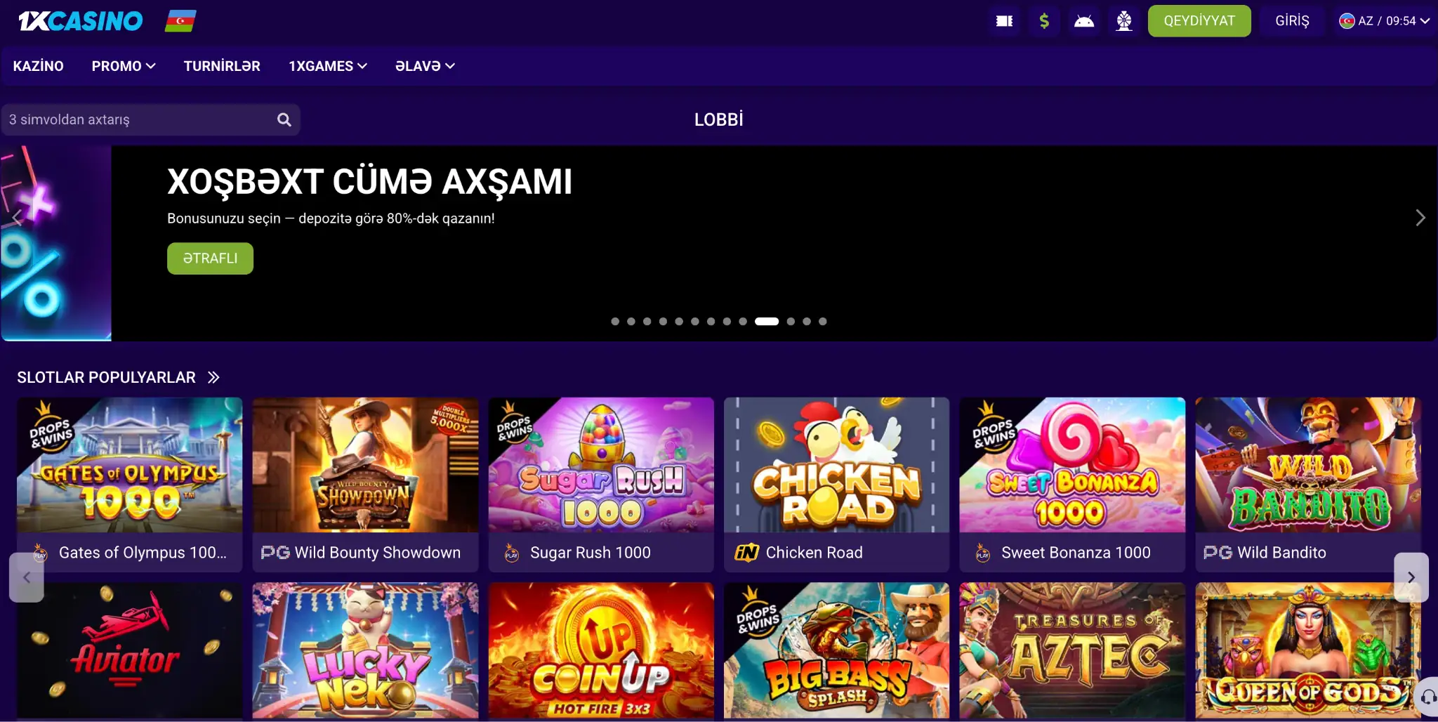 1xCasino Casino Screen