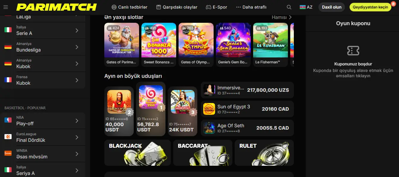Parimatch Casino Games