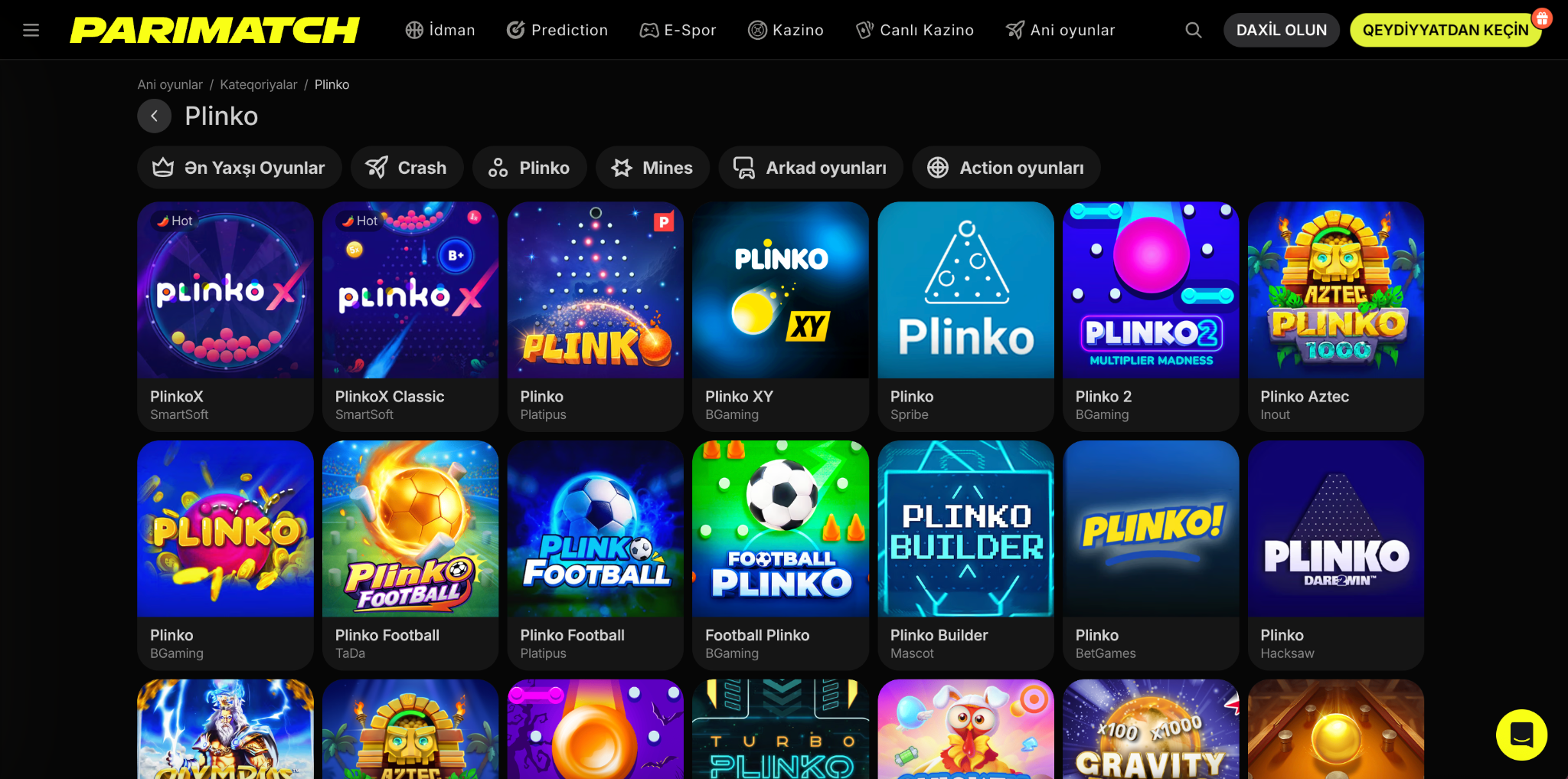 Parimatch Plinko casino
